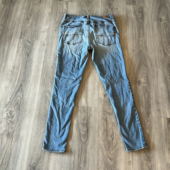 🏁 American Eagle blue denim high rise jegging size 8 - Picture 9 of 12